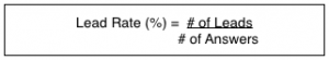 Lead Rate - door to door sales statistics