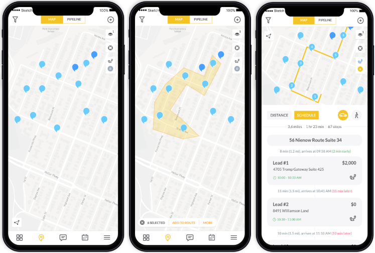 Lasso Tool for Sales Route Planning