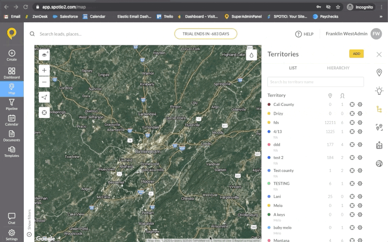 SPOTIO map territories by zip code