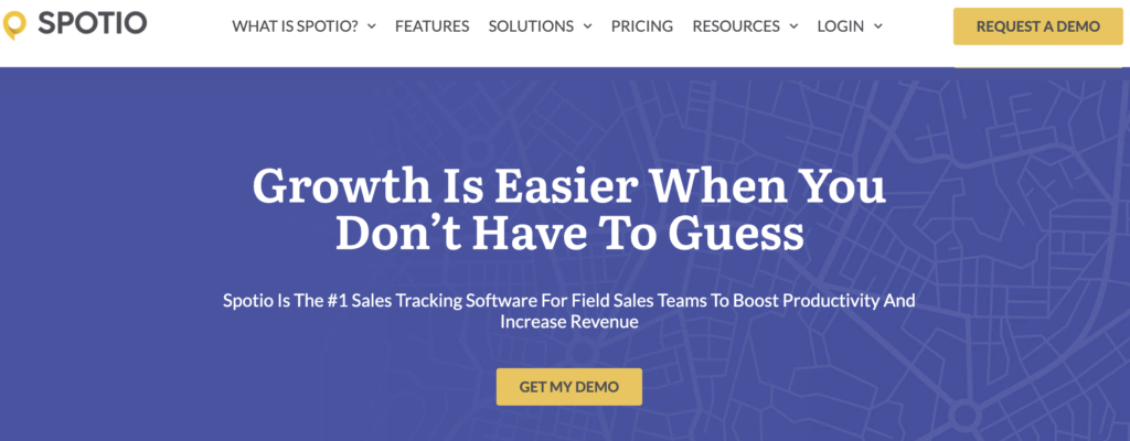 Spotio Sales Tracking Software Page Header