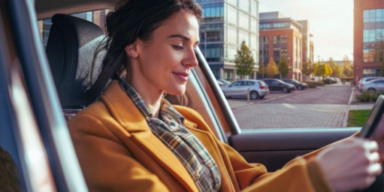 B2B field sales rep looking at enablement materials on mobile phone