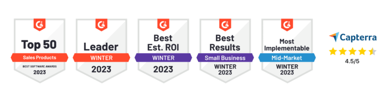 SPOTIO - G2 Badges - Top 50 Sales Products + Winter 2023 + Capterra