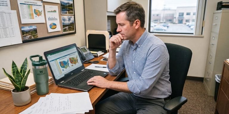 Field sales manager reviewing closed lost deals
