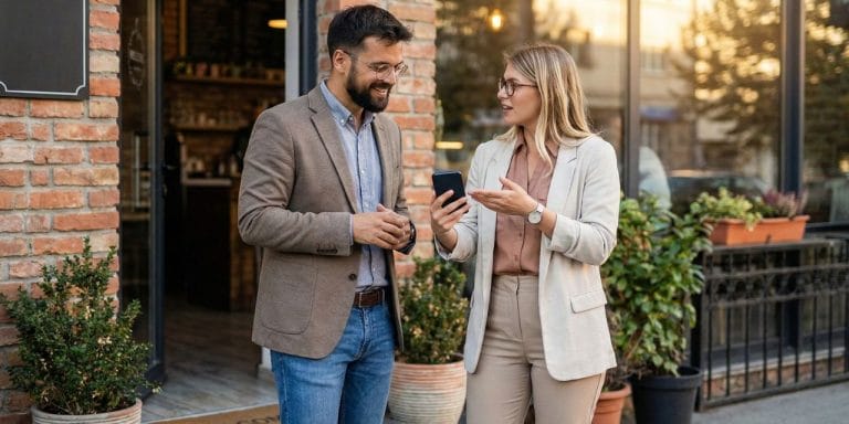 Sales rep posting open-ended questions to a prospect