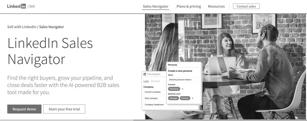 LinkedIn sales navigator home page