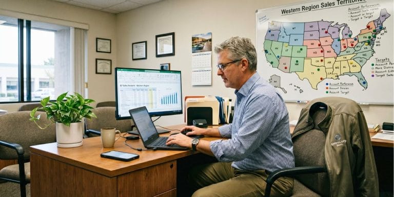 Sales manager creating a sales forecast