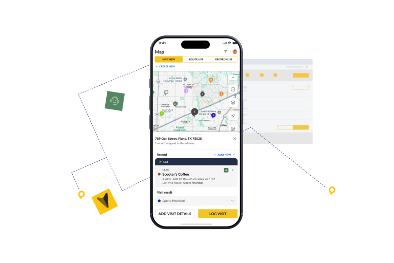 Sales tracking app with AI visit details