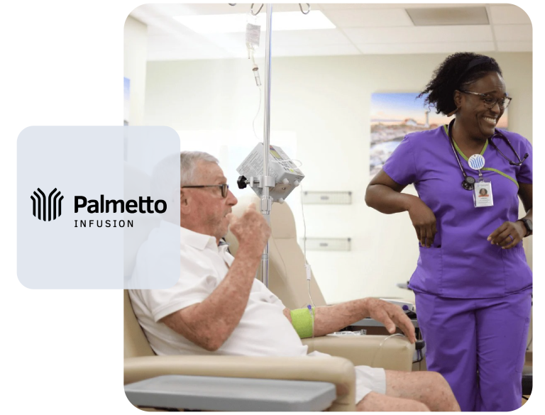Nurse and infusion patient
