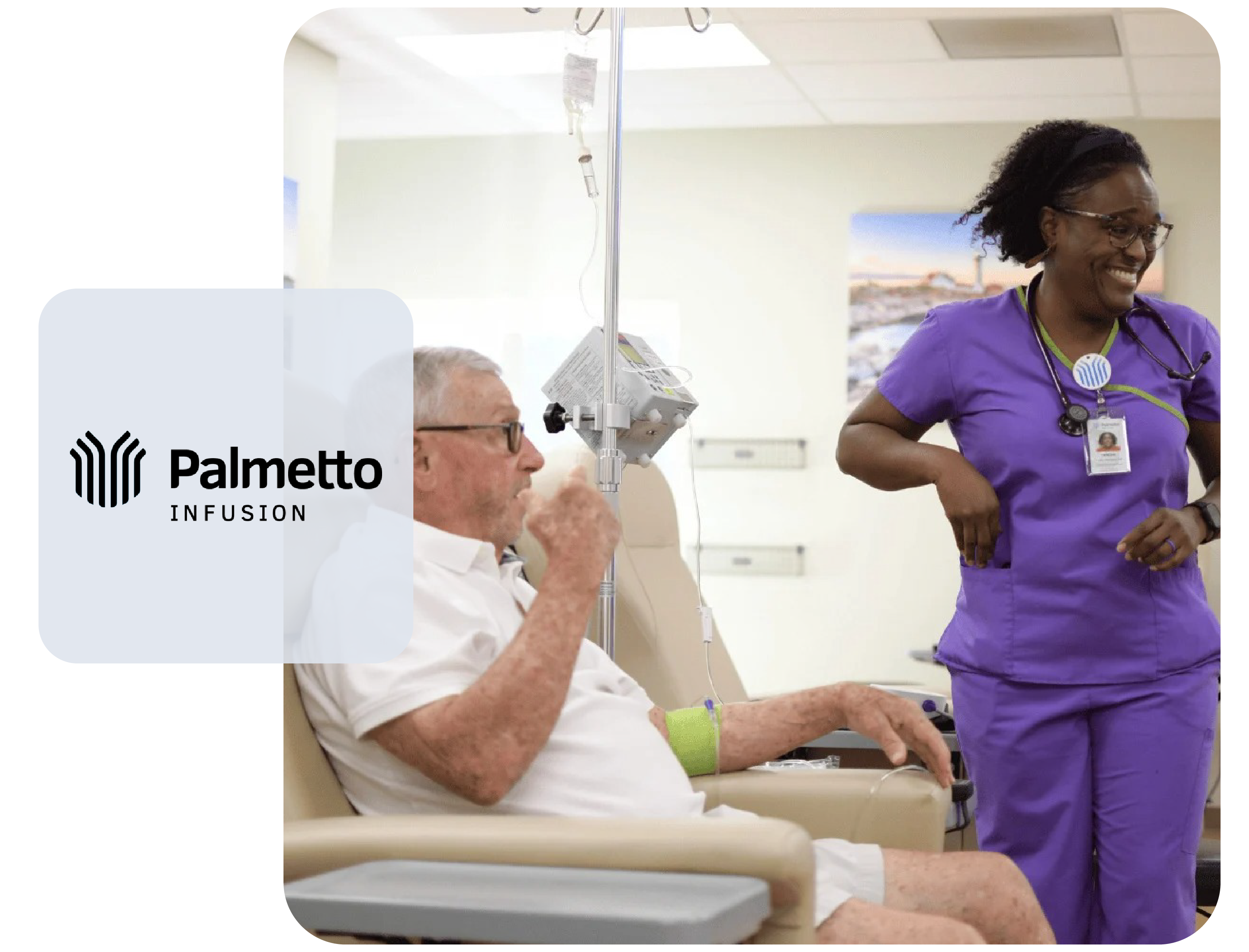 Nurse and infusion patient