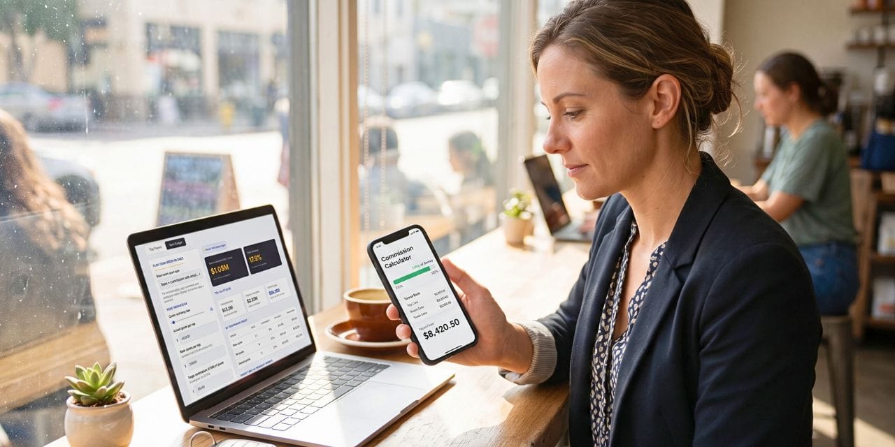 Sales rep using SPOTIO commission calculator tool
