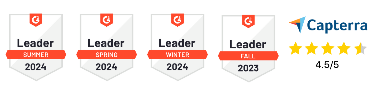 G2 badges and Capterra ratings